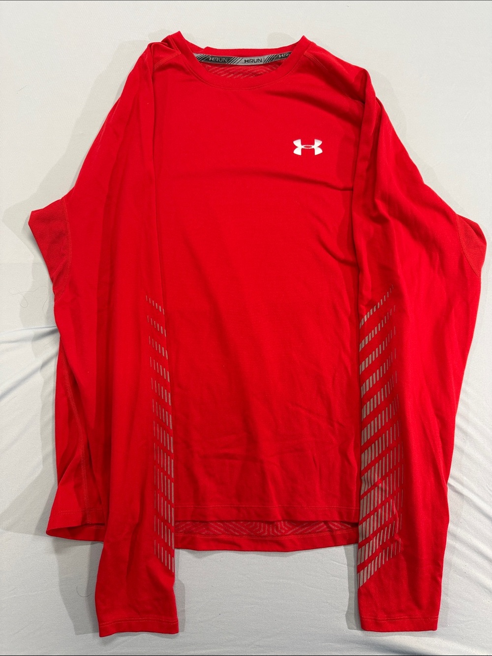 Under Armour Bright Red Long-Sleeve Performance Tee with White Logo